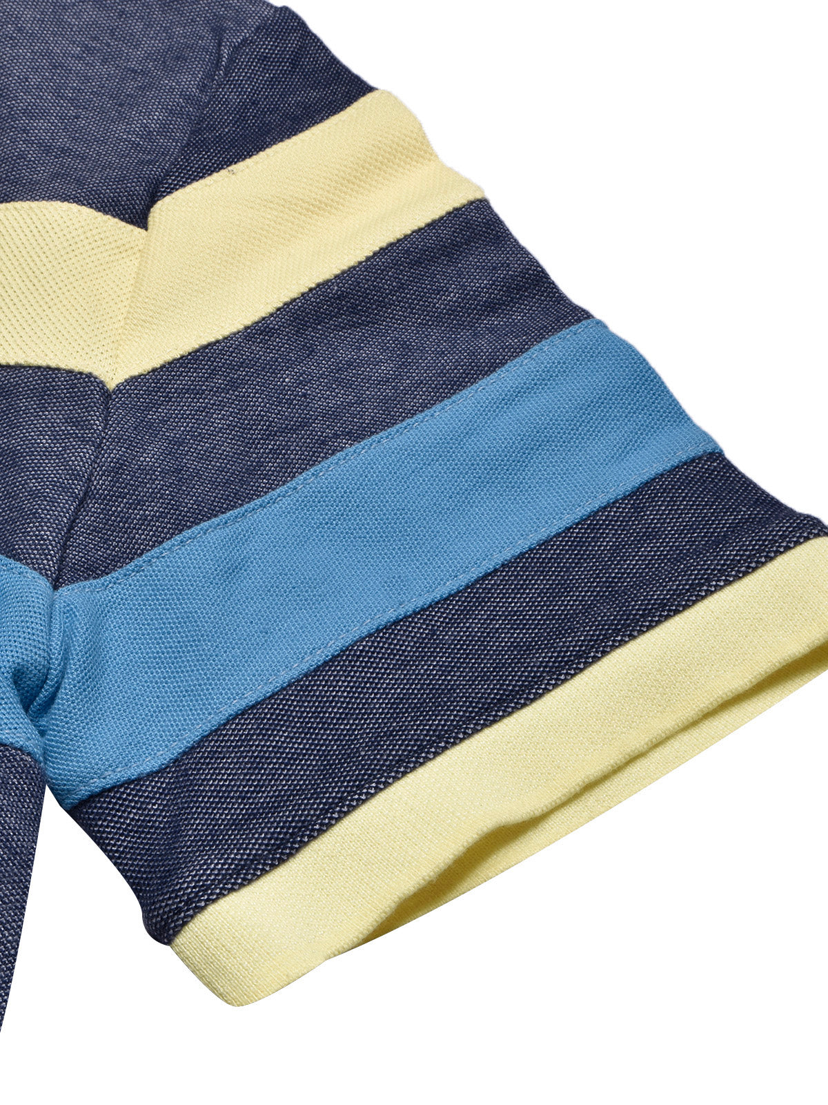 NXT Summer Polo Shirt For Men-Navy Melange with Sky & Yellow Stripe-BE754/BR13001