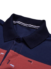 NXT Summer Polo Shirt For Men-Pink with Navy & Red Stripe-BE757/BR13004