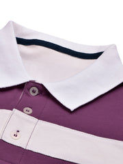 NXT Summer Polo Shirt For Men-Purple with Navy & White Stripe-BE723/BR12975
