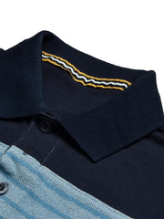 NXT Summer Polo Shirt For Men-Smoke Sky with Navy & Blue Stripe-BE705/BR12958