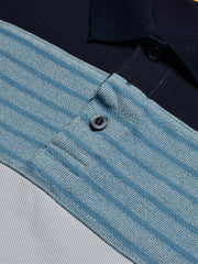 NXT Summer Polo Shirt For Men-Smoke Sky with Navy & Blue Stripe-BE705/BR12958