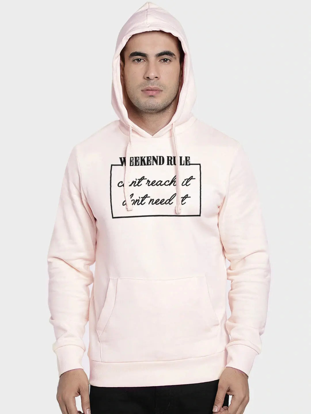 Wound UP Fleece Pullover Hoodie For Men-Light Pink-SP328
