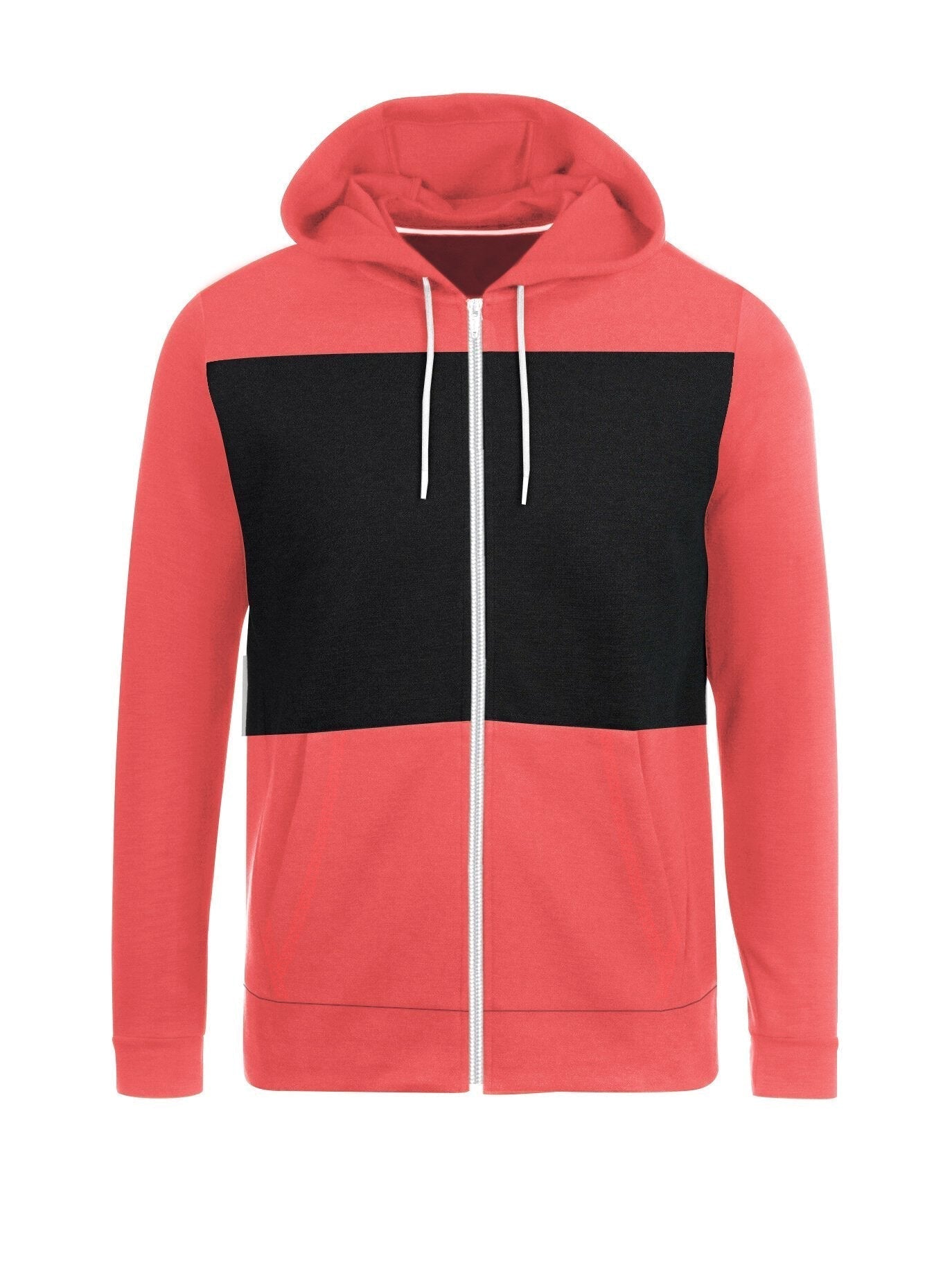 Next Fleece Zipper Hoodie For Men-Coral Pink with Black Panel-SP191