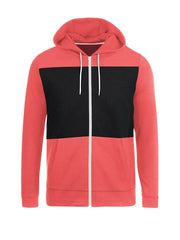Next Fleece Zipper Hoodie For Men-Coral Pink with Black Panel-SP191