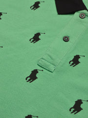PRL Summer Polo Shirt For Men-Light Green with Allover Print-BE750/BR12998