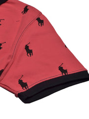 PRL Summer Polo Shirt For Men-Dark Red with Allover Print-BE696/BR12949