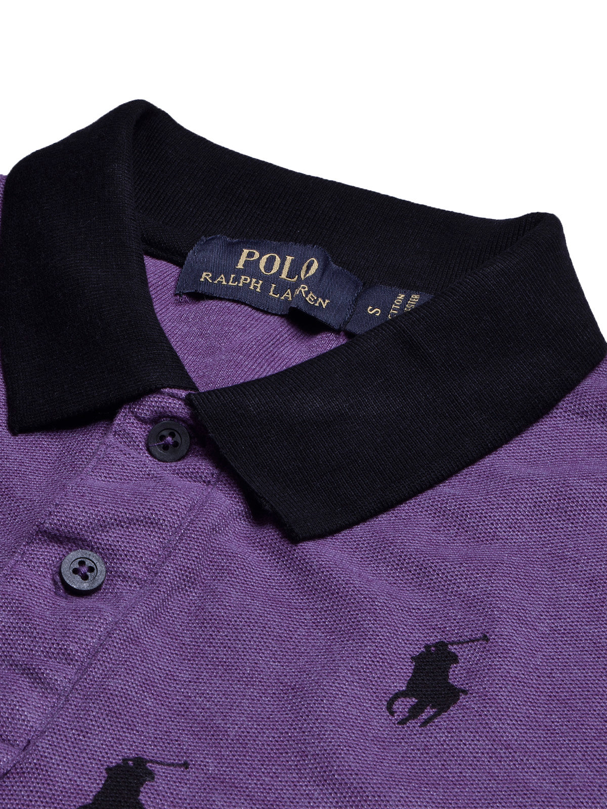 PRL Summer Polo Shirt For Men-Dark Purple Melange with Allover Print-BE718/BR12970
