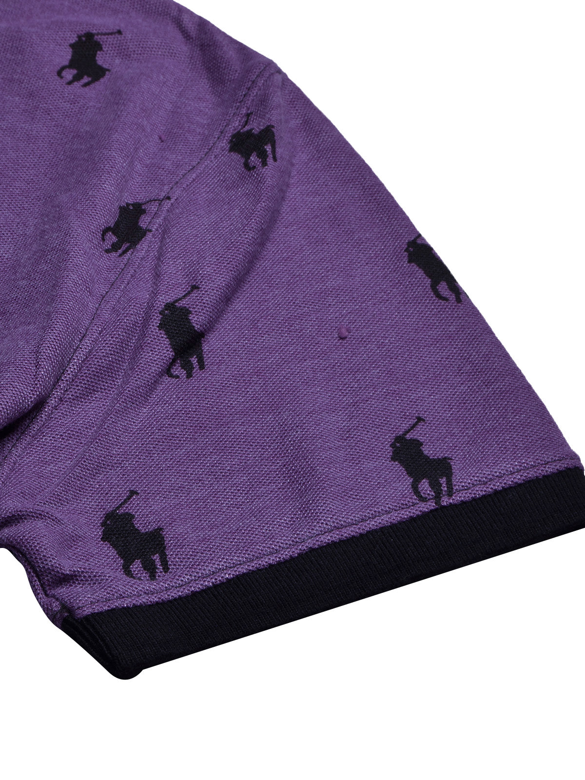 PRL Summer Polo Shirt For Men-Dark Purple Melange with Allover Print-BE718/BR12970