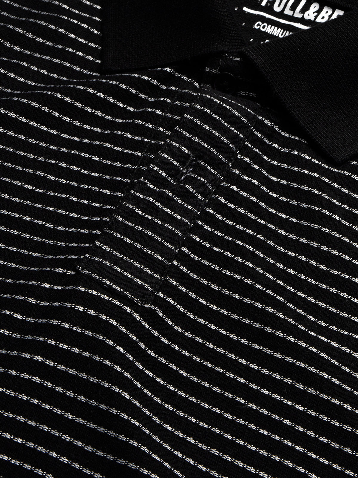 P&B Summer Polo Shirt For Men-Black with White Stripe-BE734/BR12993