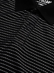 P&B Summer Polo Shirt For Men-Black with White Stripe-BE734/BR12993