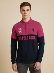 U.S.P.A Polo Shirt For Men-Magenta & Dark Navy-RT33