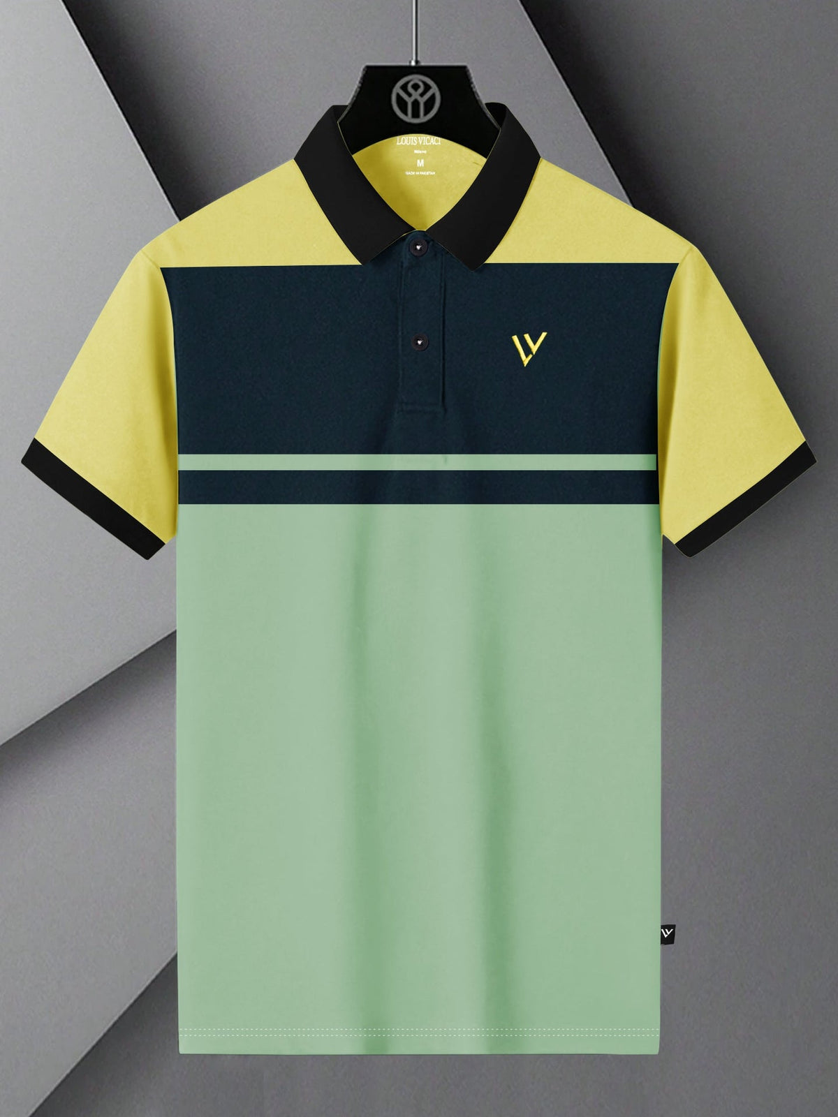 LV Summer Polo Shirt For Men-Graps with Dark Navy & Yellow-SP1575/RT2376