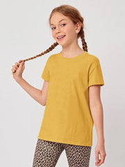 Popular Sports Crew Neck Single Jersey Tee Shirt For Girls-Yellow-BE1260