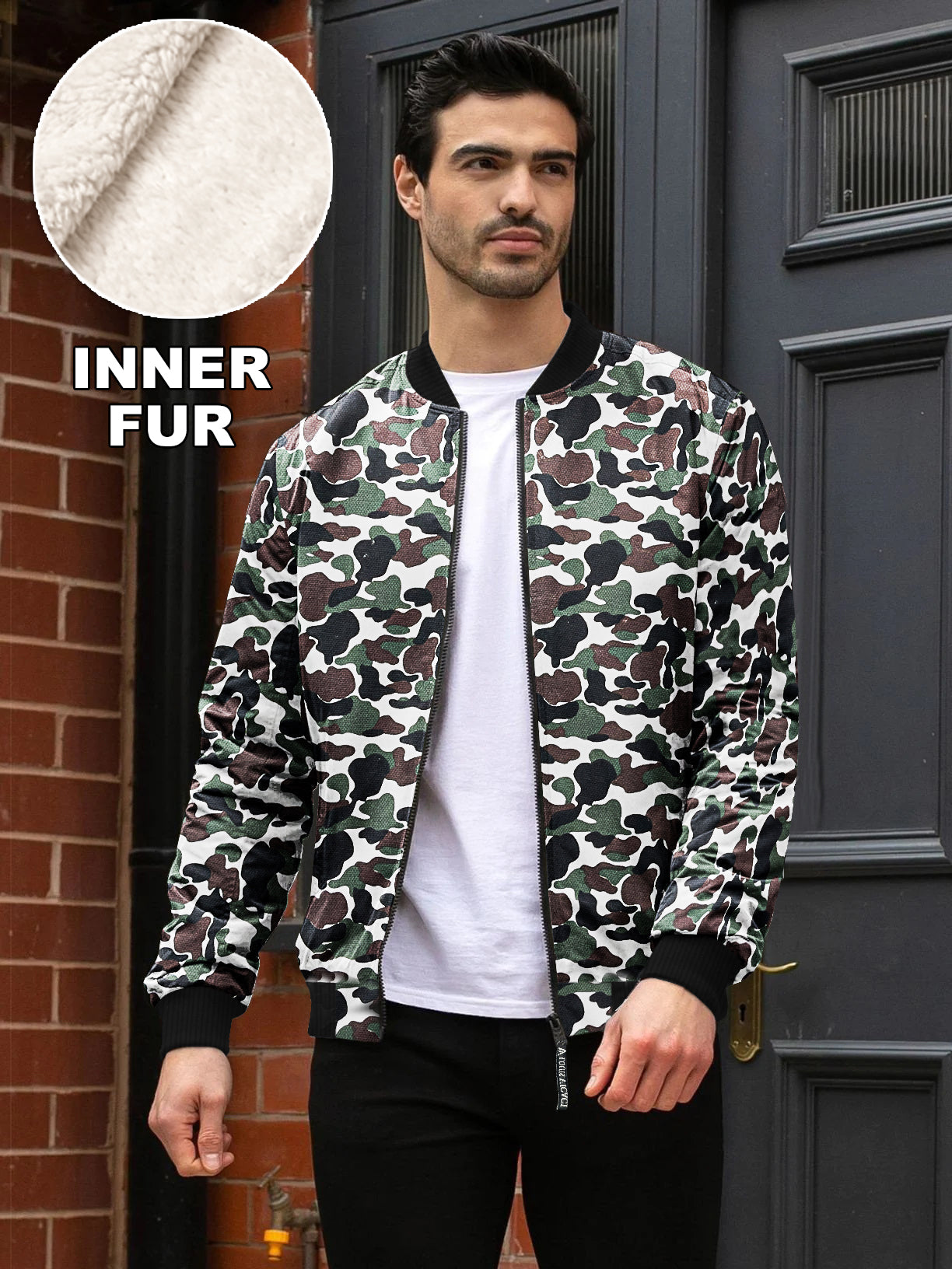 Louis Vicaci Zipper Fur Bomber Jacket For Men-BE2478