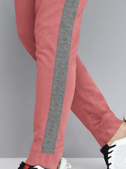 RBK Terry Fleece Jogger Sweatpant For Men-Carrot Pink with Grey Melagne Panel-BE2694