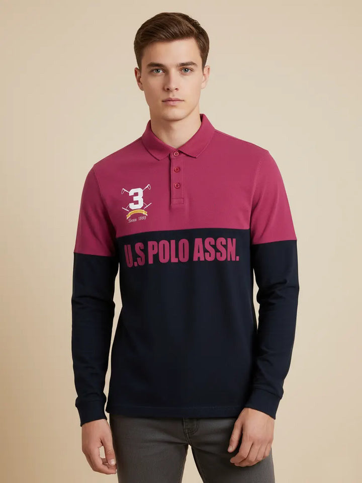 U.S.P.A Polo Shirt For Men-Magenta & Dark Navy-RT33