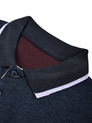 Champion Single Jersey Polo Shirt For Kids-Maroon with Off White & Navy Melange Panels-BE933/BR13180