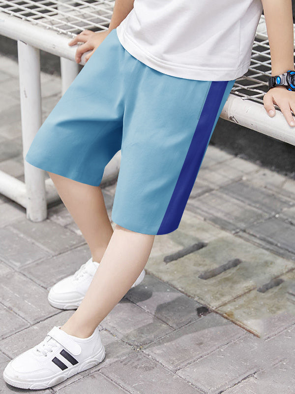 Next Single Jersey Short For Kids-Blue With Dark Blue Stripes-RT2477