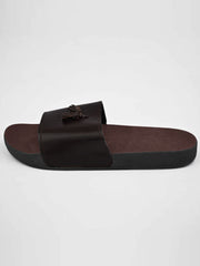 Black Camel Men's Ribbon Pump Style Slides-Dark Brown-AZ26