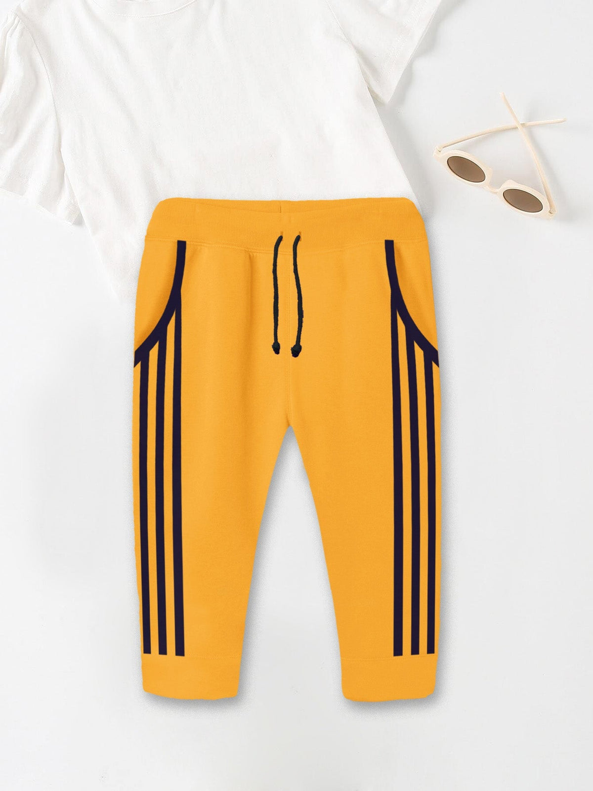 Summer Jersey Terry Slim Fit Short For Kids-Yellow with Navy Stripes-BR13222