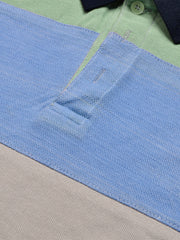 NXT Summer Polo Shirt For Men-Grey with Sky & Green Panel-BE689/BR12942