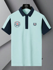 LV Summer Polo Shirt For Men-Light Cyan & Dark Navy-BE676/BR12929