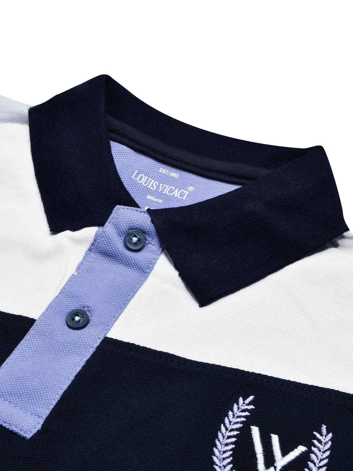 LV Summer Polo Shirt For Men-Light Purple with Navy & White-BE678/BR12931