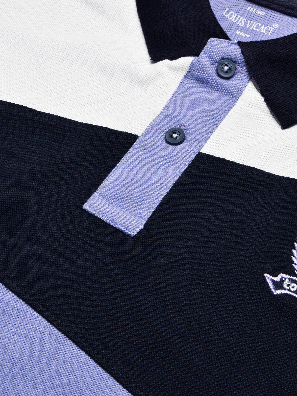 LV Summer Polo Shirt For Men-Light Purple with Navy & White-BE678/BR12931