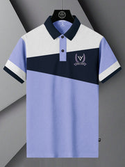 LV Summer Polo Shirt For Men-Light Purple with Navy & White-BE678/BR12931