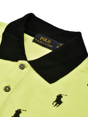 PRL Summer Polo Shirt For Men-Lime Green with Allover Print-BE682/BR12935