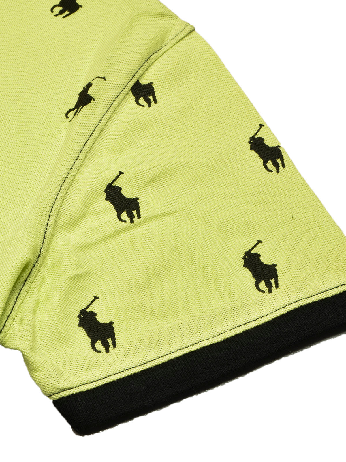 PRL Summer Polo Shirt For Men-Lime Green with Allover Print-BE682/BR12935