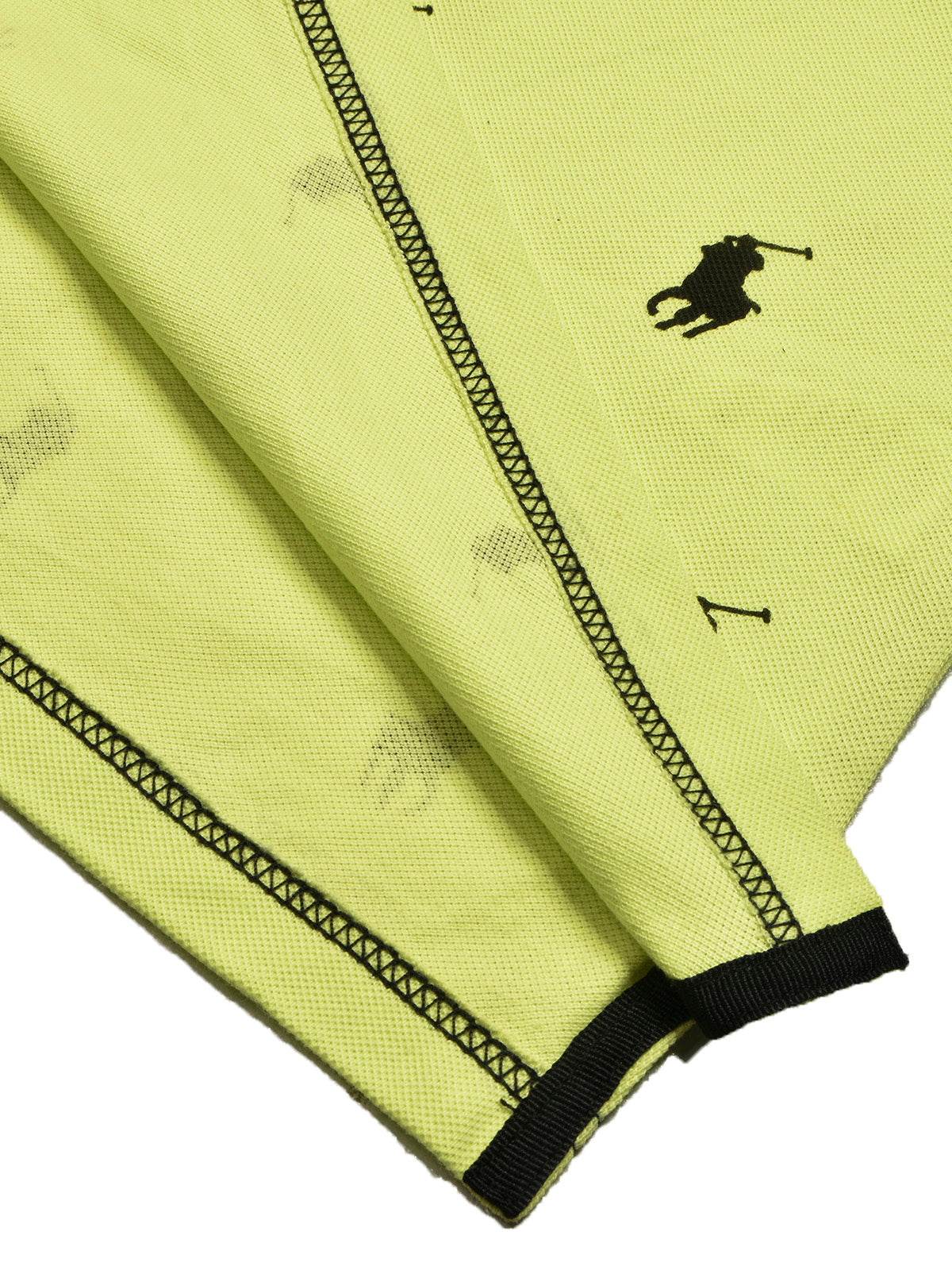 PRL Summer Polo Shirt For Men-Lime Green with Allover Print-BE682/BR12935