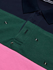NXT Summer Polo Shirt For Men-Pink with Navy & Green-BE685/BR12938