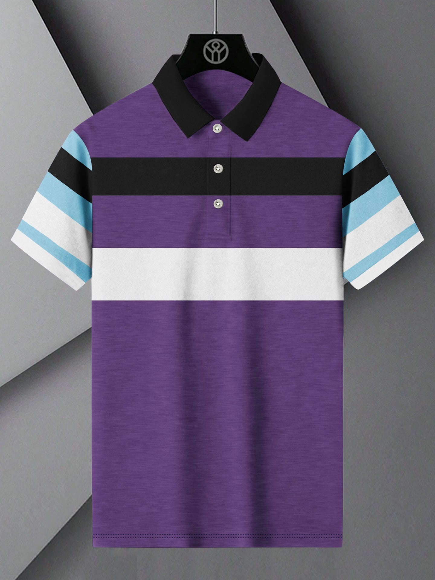 NXT Summer Polo Shirt For Men-Purple Melange & Navy-BE684/BR12937