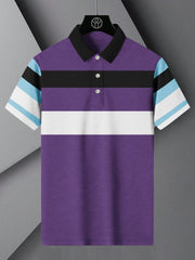 NXT Summer Polo Shirt For Men-Purple Melange & Navy-BE684/BR12937