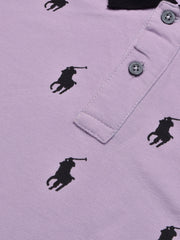 PRL Summer Polo Shirt For Men-Purple with Allover Print-BE681/BR12934