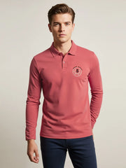 Louis Vicaci Long Sleeve P.Q Polo Shirt For Men-Light Red-LVS05