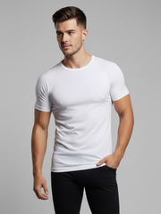 Half Sleeve Thermal Warmer Shirt For Men-White-TVS03