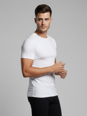 Half Sleeve Thermal Warmer Shirt For Men-White-TVS03