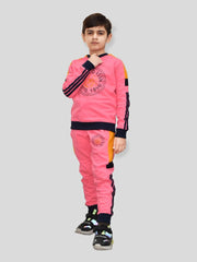 U.S Polo Assn Fleece Tracksuit For Kids-Pink-BE92/BR911
