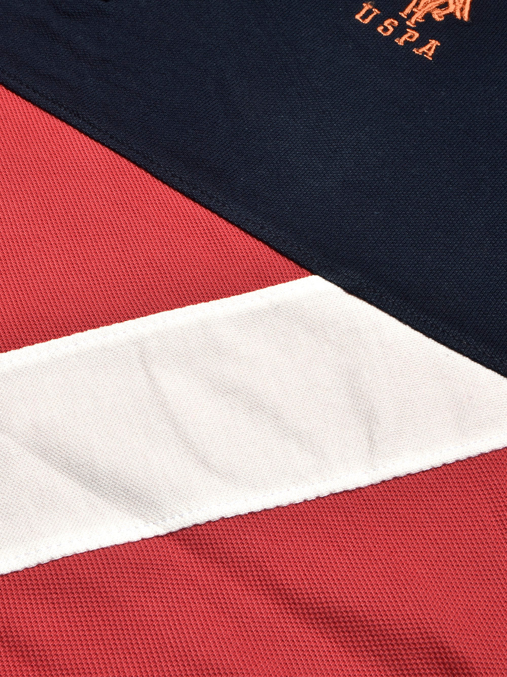 U.S Polo Assn. Summer Polo Shirt For Men-Navy with Coral Orange & White Panel-BE782/BR13029