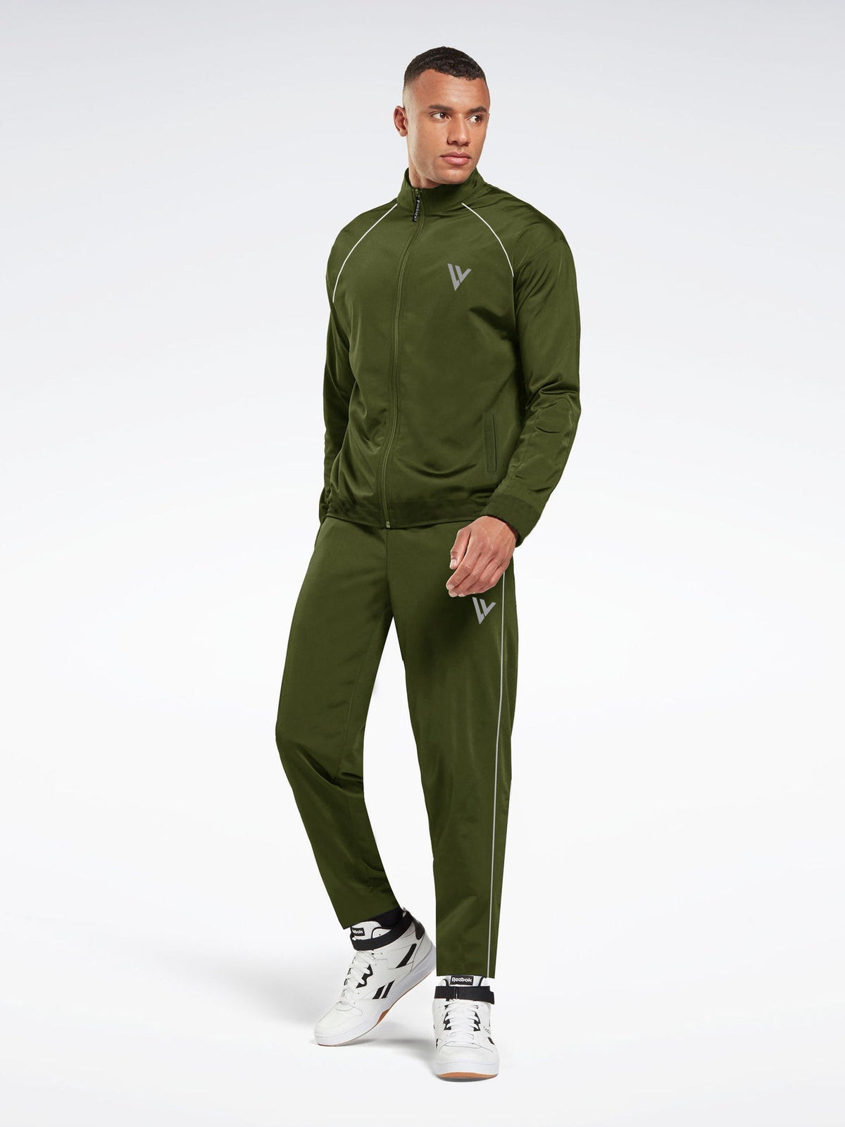 Louis Vicaci Fleece Zipper Tracksuit For Men-Olive Green-RT1344