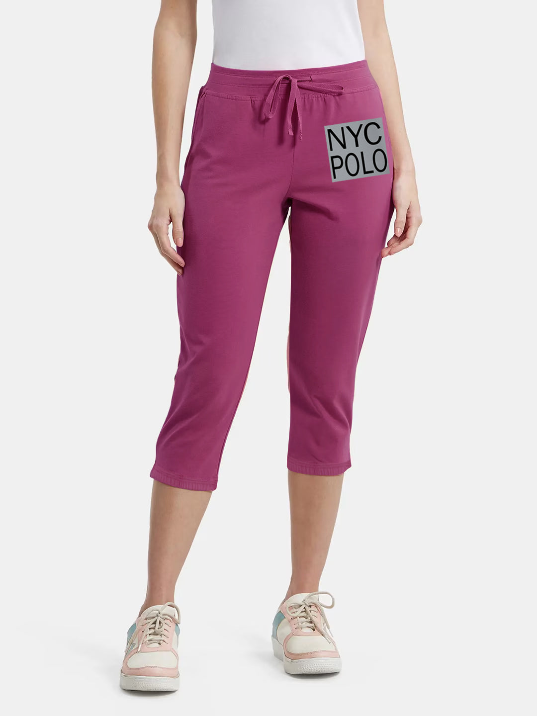 NYC Polo Fleece Gathering Bottom Capri For Ladies-Magenta-SP2003