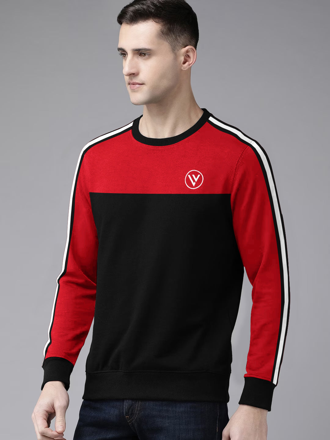 Louis Vicaci Fleece Sweatshirt For Men-Black with Red-BR834