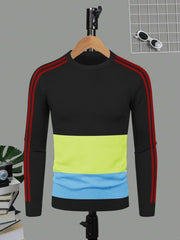 Next Fleece Crew Neck Sweatshirt For Men-Black With Panels-SP179