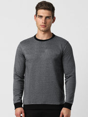 Upgrade Fashion Terry Fleece Funky Style Sweatshirt For Men-Charcoal Melange with Black-NS03