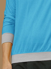 Upgrade Fashion Terry Fleece Funky Style Sweatshirt For Men-Sky with Grey-BE2548