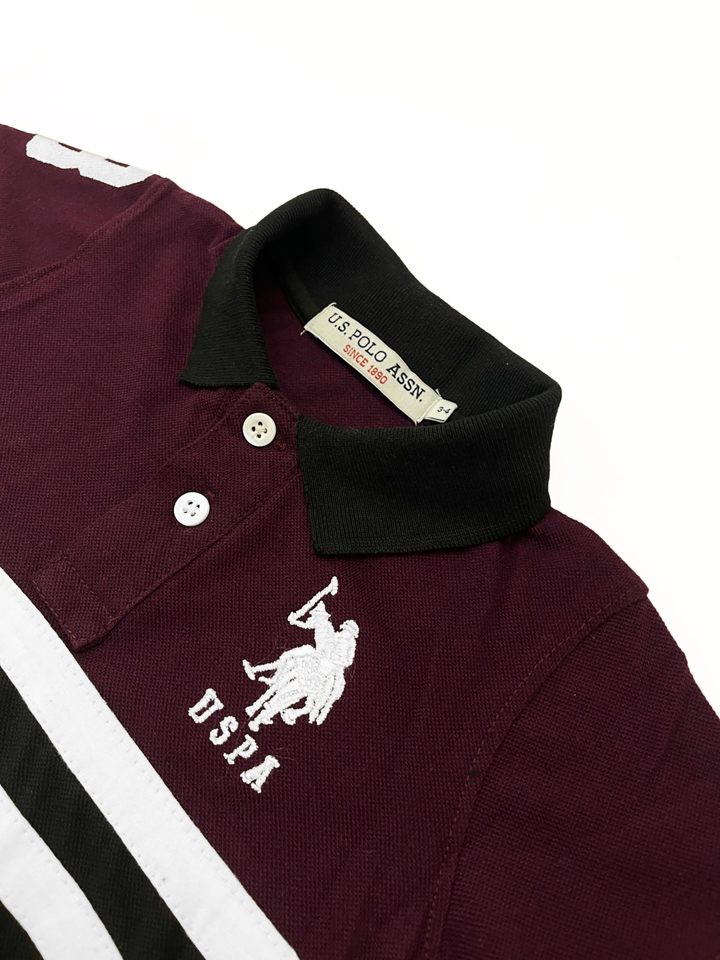 USPA Half Sleeve P.Q Polo Shirt For Kids-Black & Magenta-RT1970