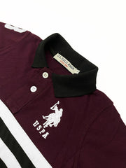 USPA Half Sleeve P.Q Polo Shirt For Kids-Black & Magenta-RT1970