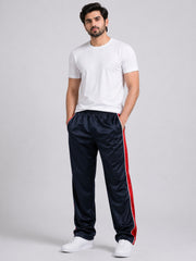 Stylish Regular Fit Summer Trouser For Men-black With Red & White Stripers-A06